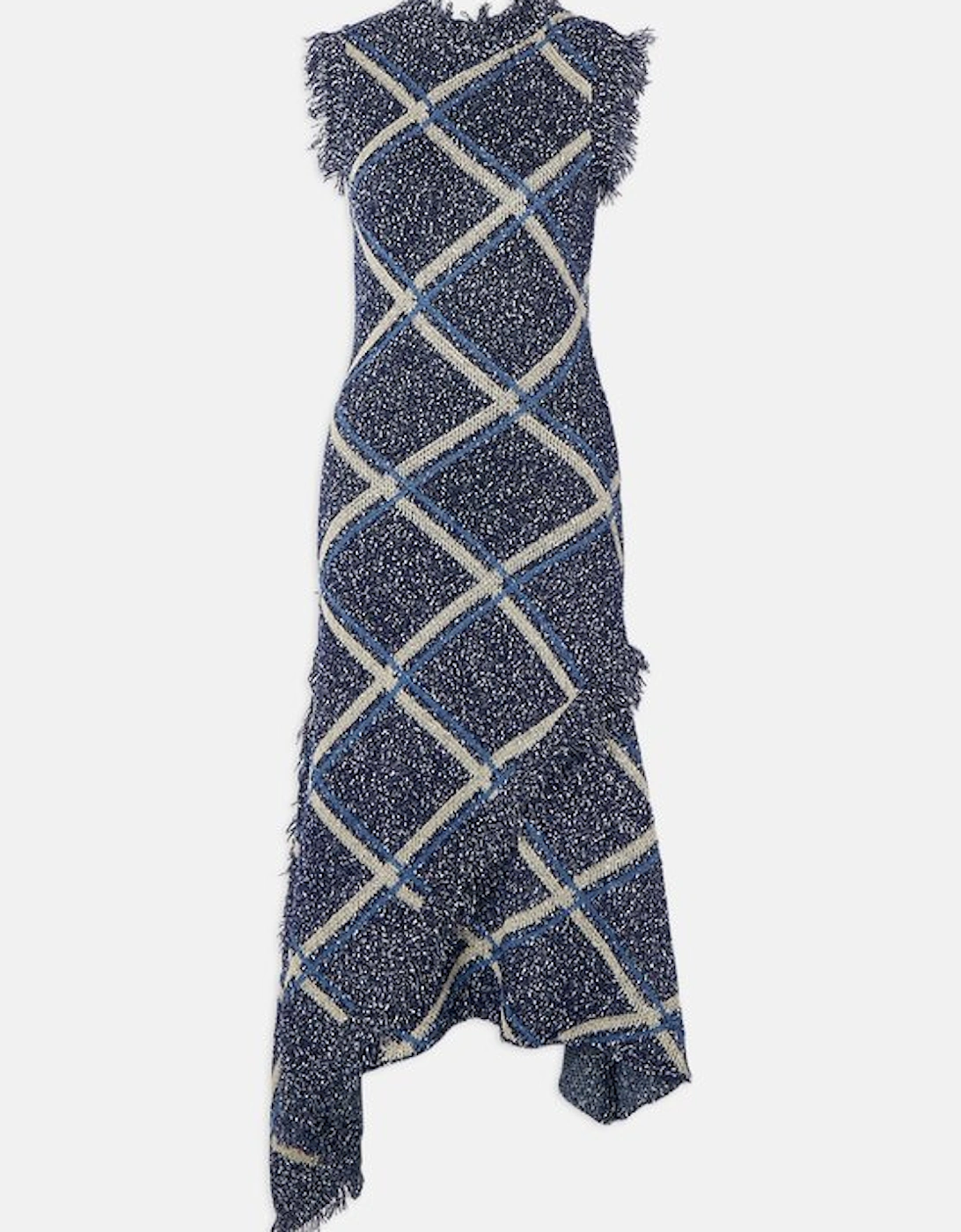 Tweed Yarn Fringe Trim Knitted Dress
