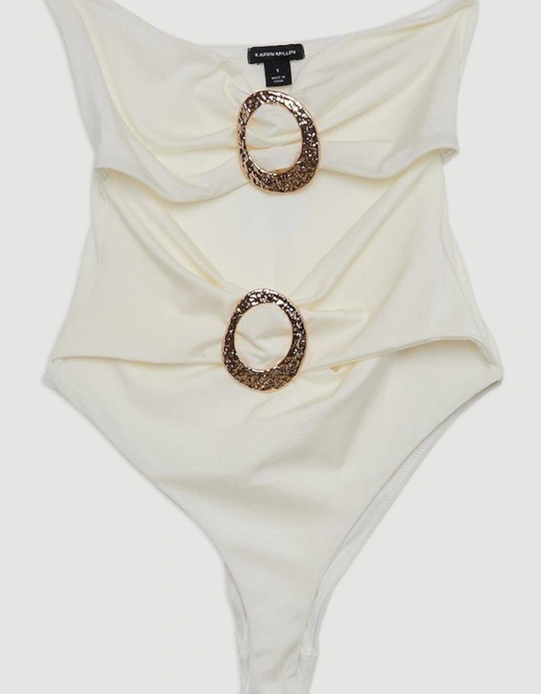Slinky Trim Detail Cut Out Swimsuit