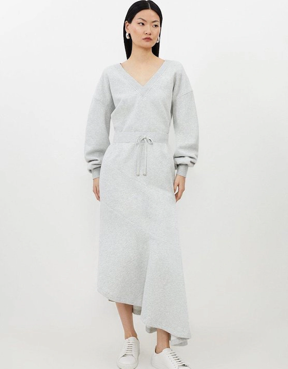 Fleece Cotton Jersey Waterfall Hem Maxi Skirt, 5 of 4