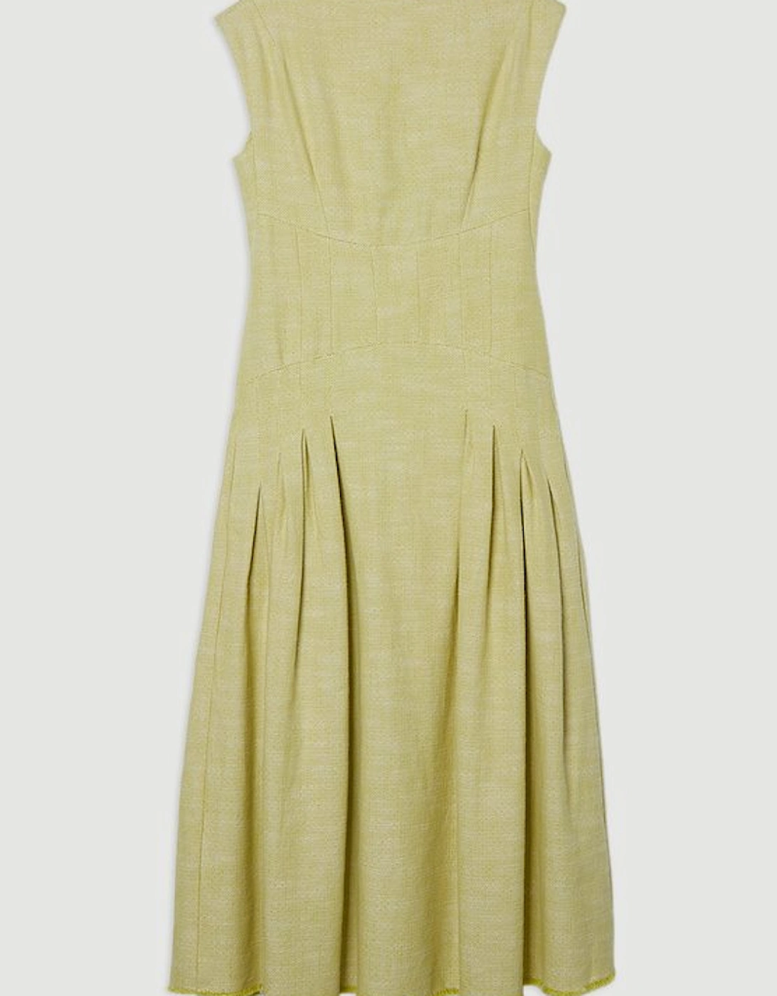 Plus Size Spring Tweed Tailored Sleeveless Full Skirted Midi Dress