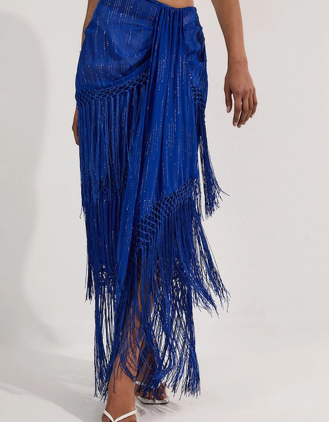 Beach Fringe Metallic Thread Maxi Skirt, 5 of 4