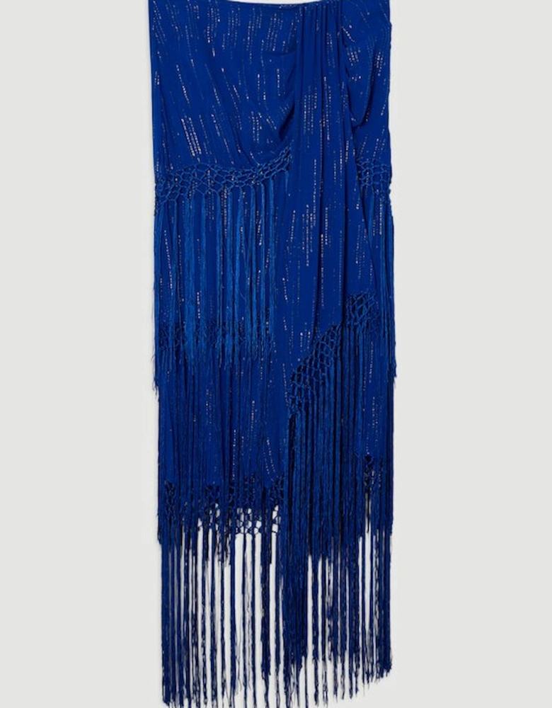 Beach Fringe Metallic Thread Maxi Skirt