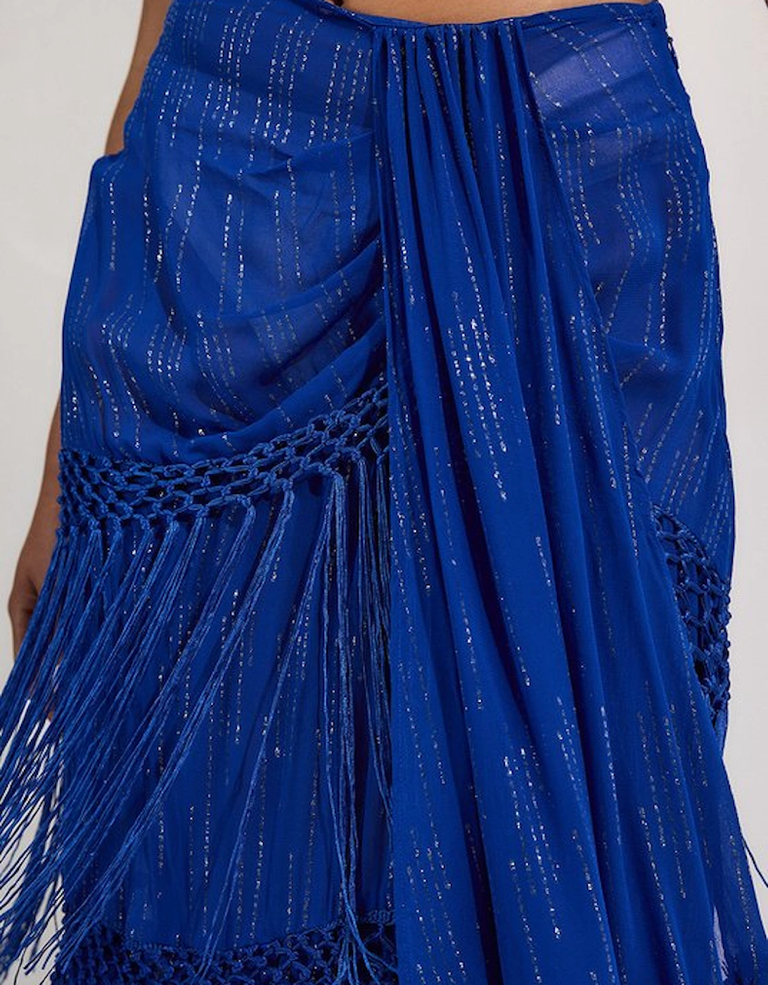 Beach Fringe Metallic Thread Maxi Skirt