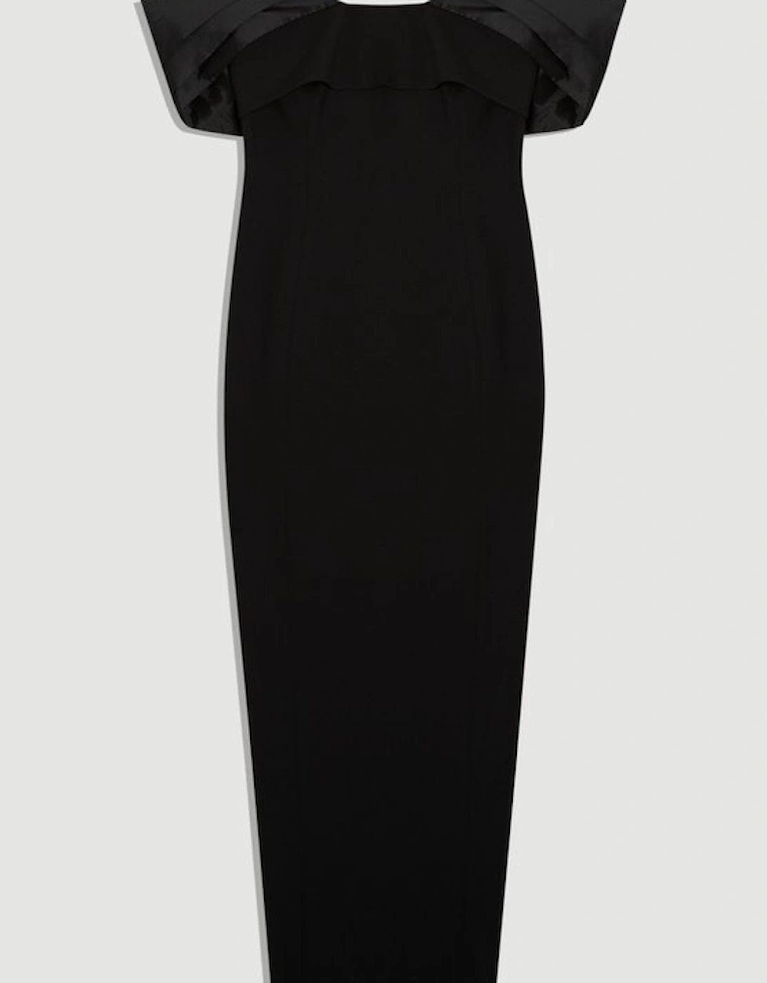 Compact Stretch Taffeta Mix Contrast Drama Sleeve Maxi Dress