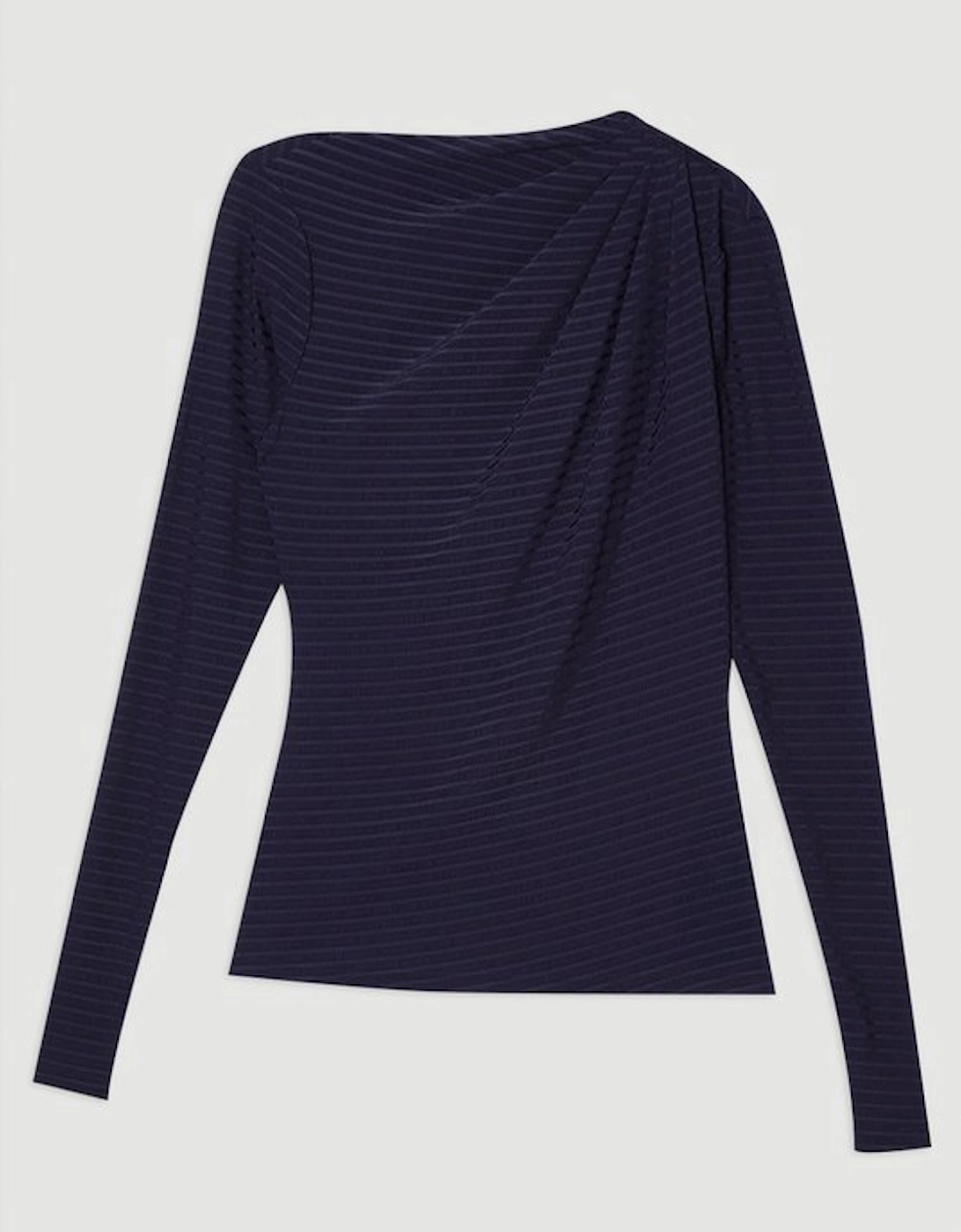 Textured Ruched Jersey Long Sleeve Top