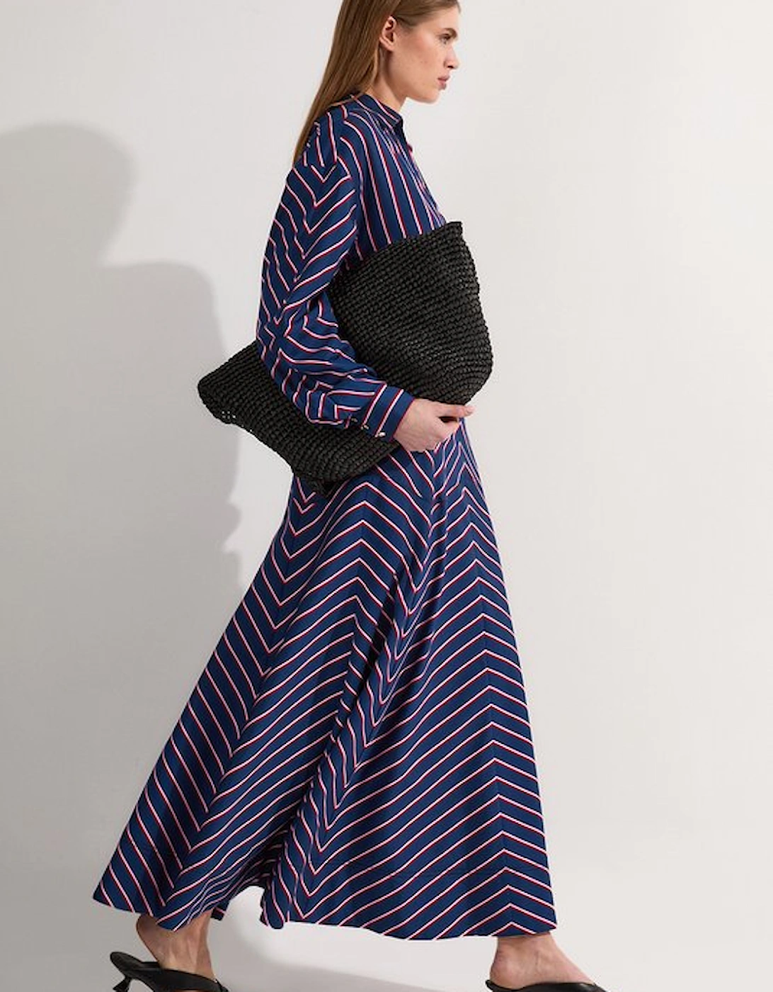 Cotton Stripe Full Midi Skirt, 5 of 4
