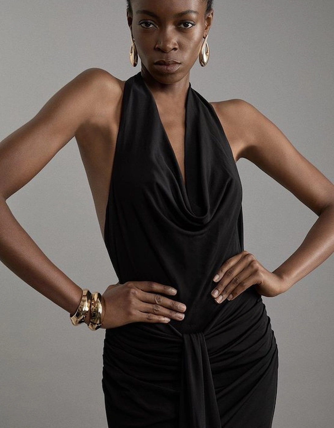 Premium Viscose Jersey Crepe Cowl Neck Maxi Dress, 5 of 4