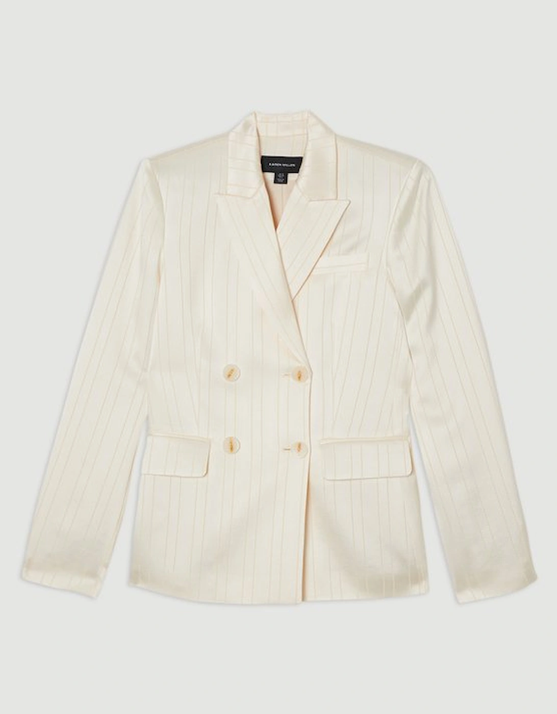 Premium Satin Pinstripe Tuxedo Oversized Tailored Blazer