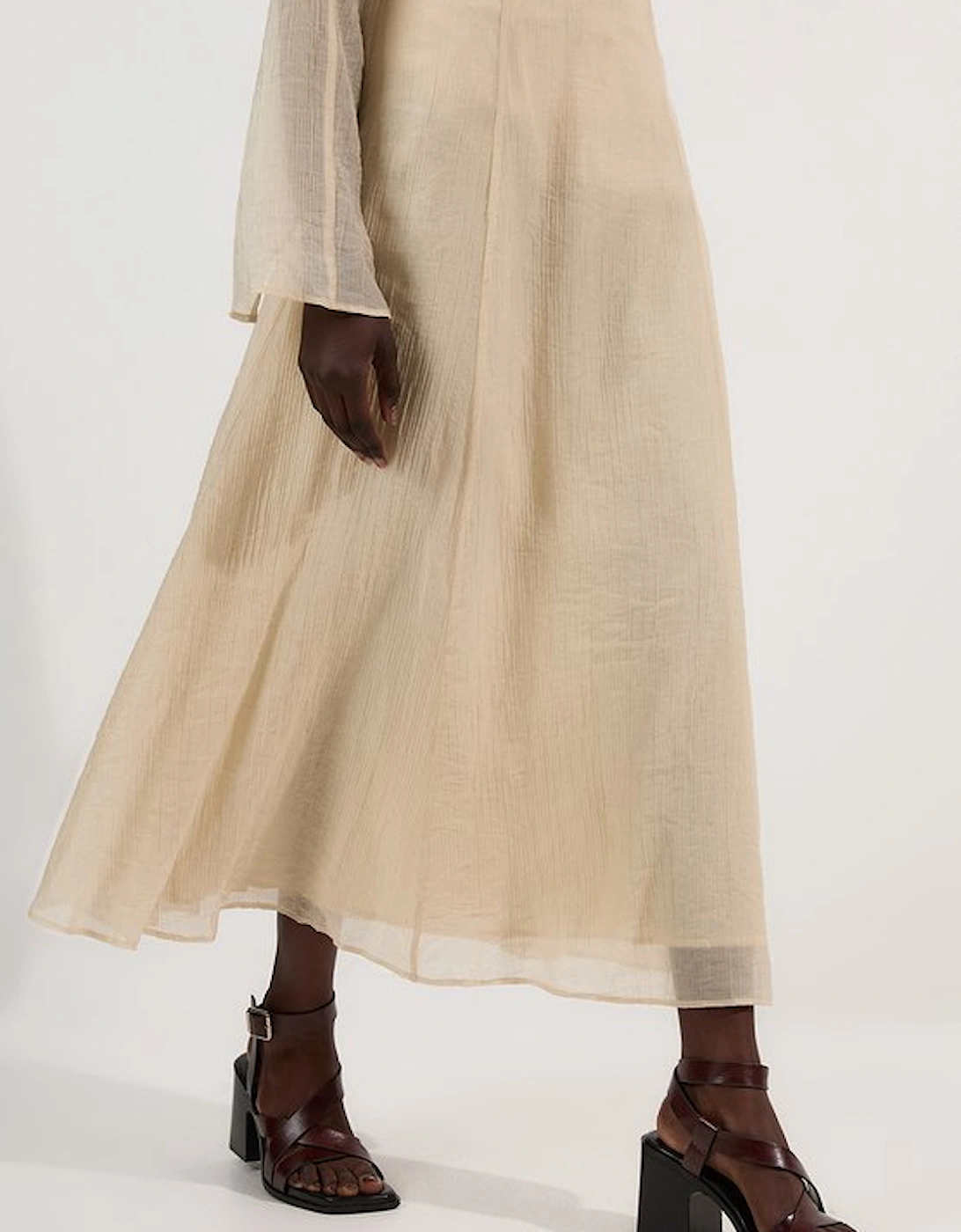 Crinkle Georgette Woven Maxi Skirt