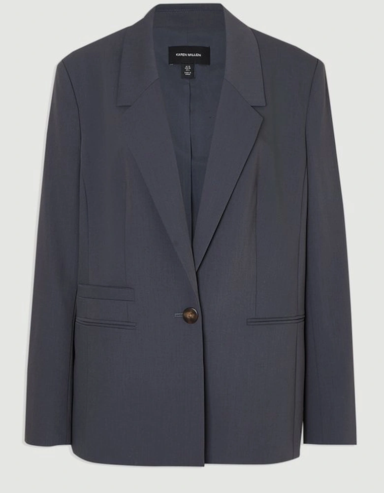 Tailored Twill Essential Single Breasted Oversized Blazer