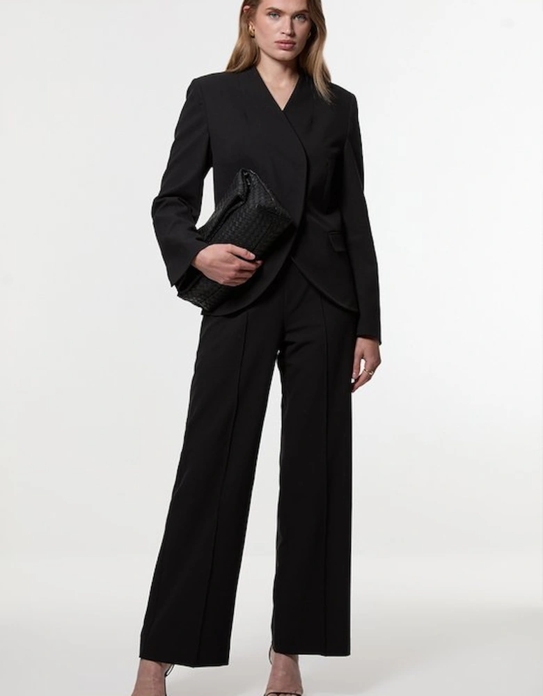 Tall Compact Stretch Pocket Detail Tailored Wide Leg Trouser