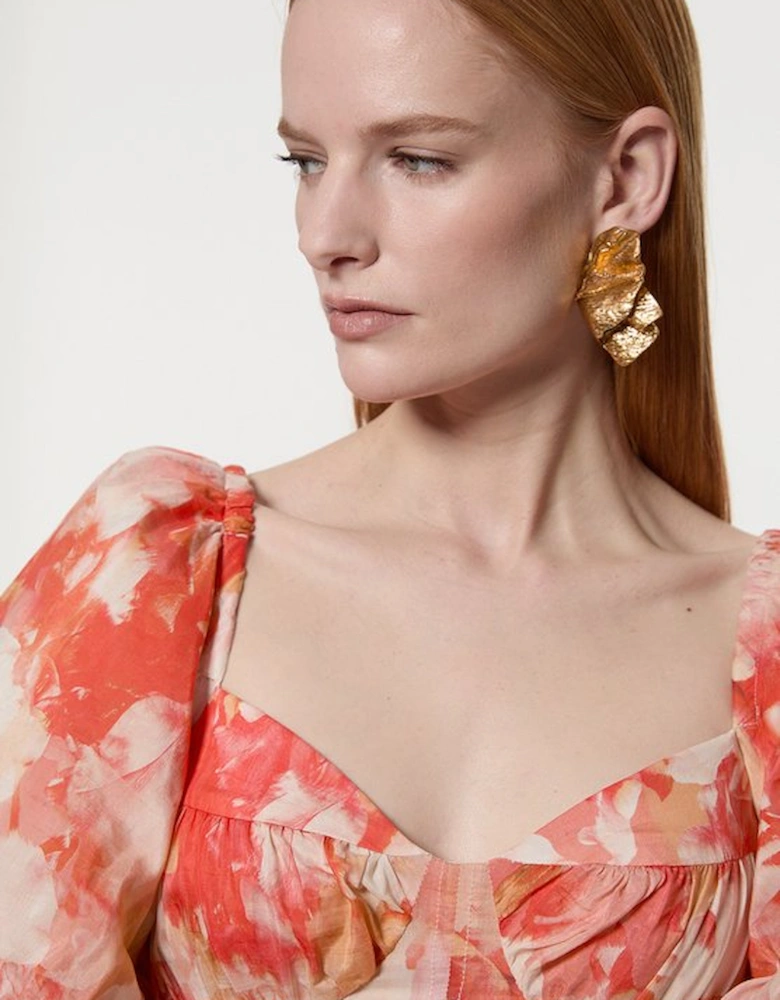 Silk Cotton Trailing Floral Mini Dress