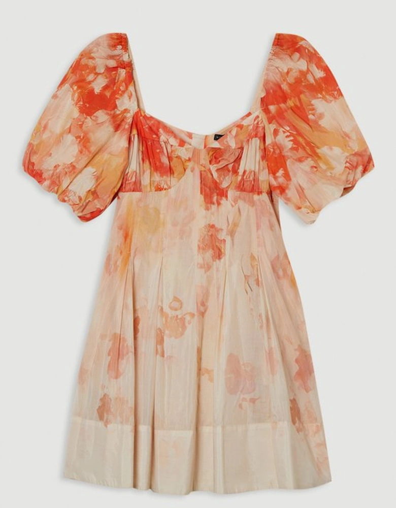 Silk Cotton Trailing Floral Mini Dress
