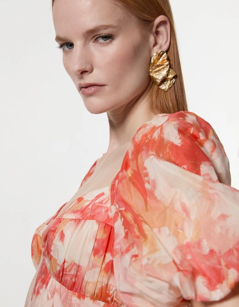 Silk Cotton Trailing Floral Mini Dress