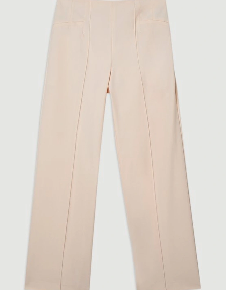 Petite Compact Stretch Pocket Detail Tailored Wide Leg Trouser