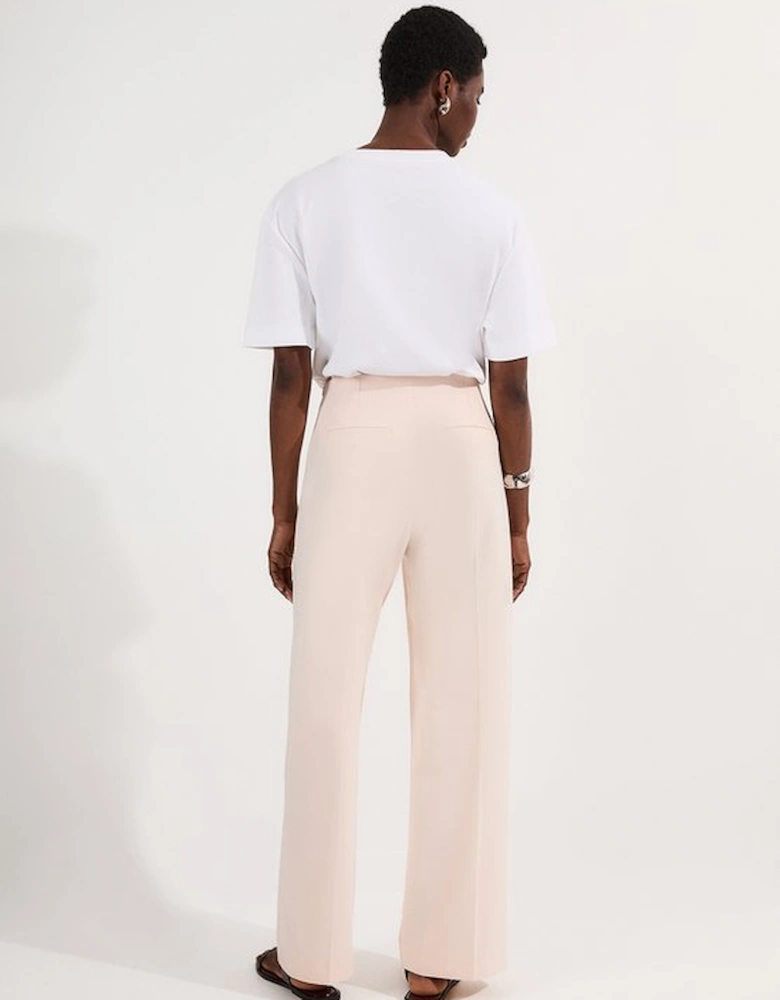 Petite Compact Stretch Pocket Detail Tailored Wide Leg Trouser