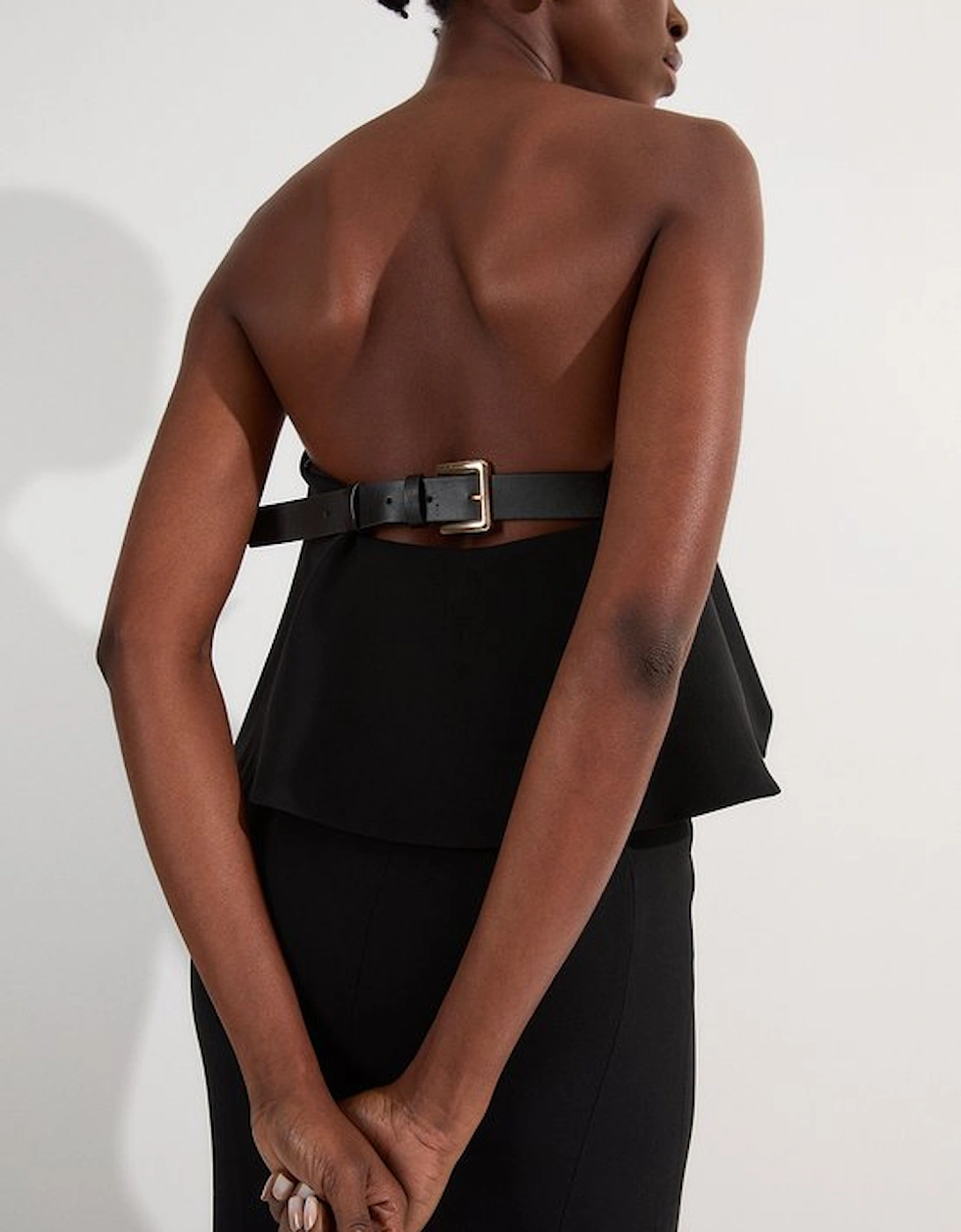 Soft Tailored Peplum Bandeau Tailored Maxi Dress, 5 of 4