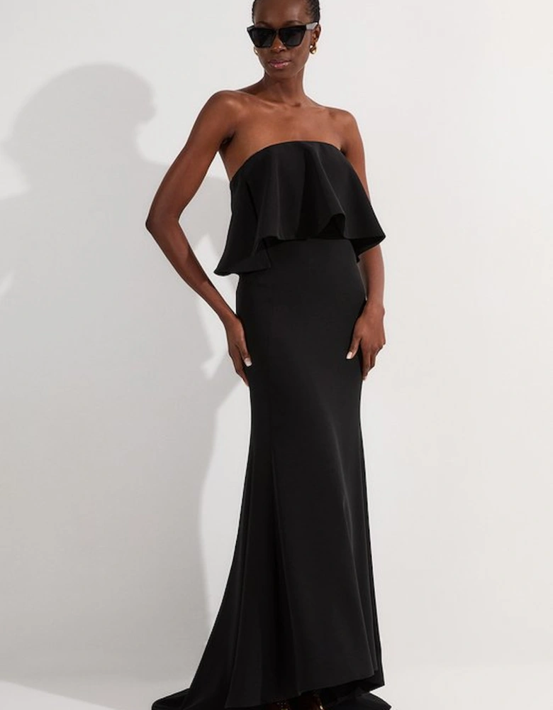 Soft Tailored Peplum Bandeau Tailored Maxi Dress