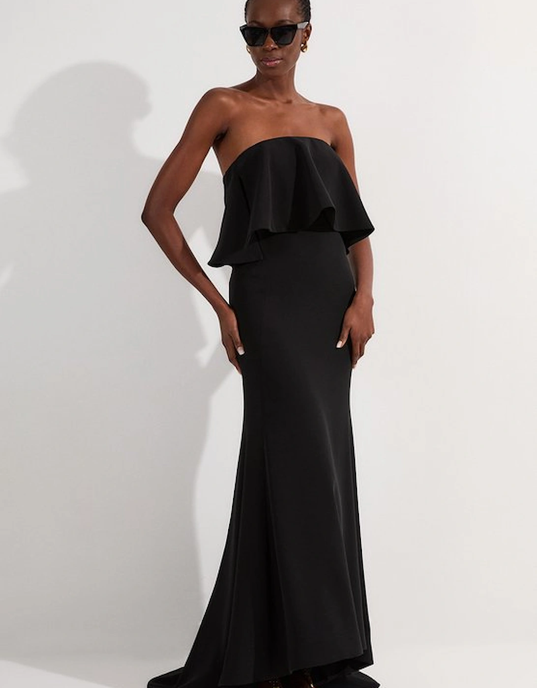 Soft Tailored Peplum Bandeau Tailored Maxi Dress