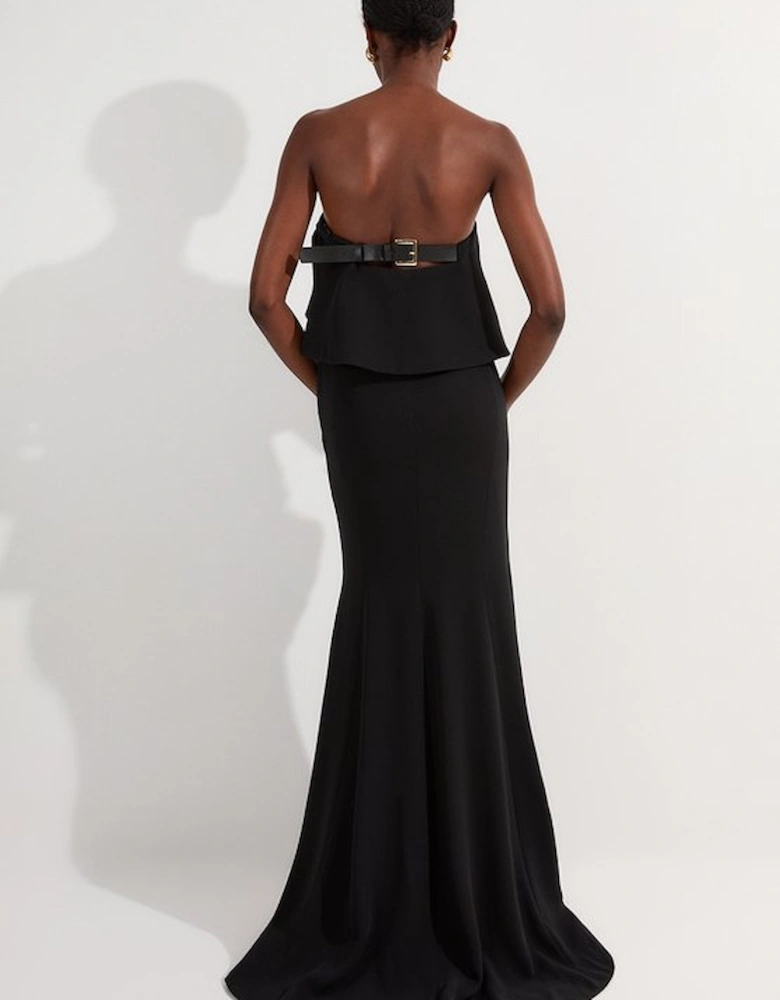 Soft Tailored Peplum Bandeau Tailored Maxi Dress