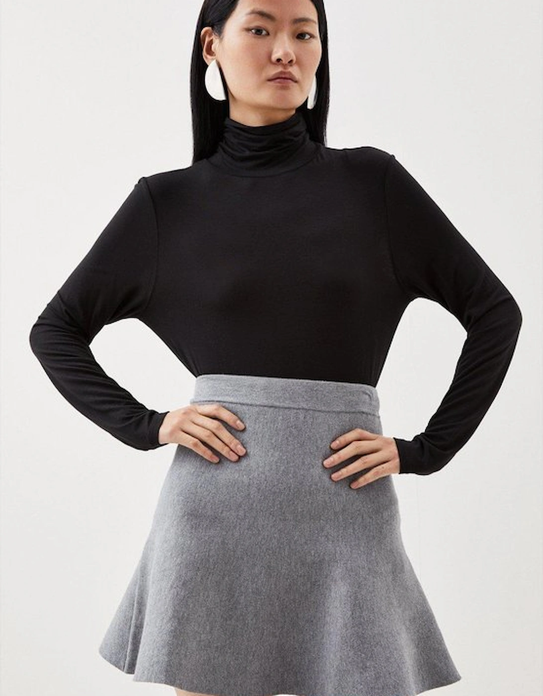 Compact Wool Look Knit Flippy Mini Skirt, 5 of 4