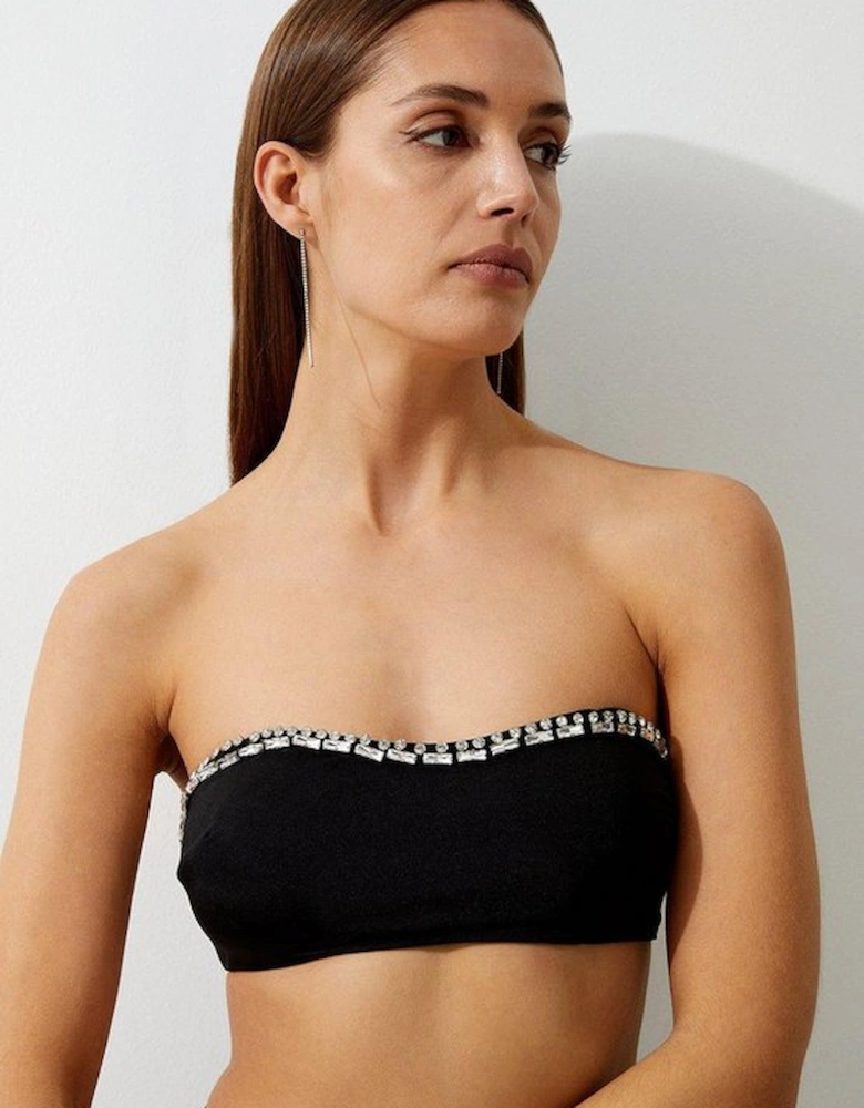 Premium Embellished High Waist Bikini Bottoms