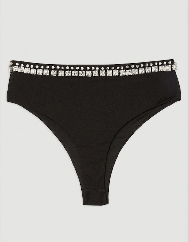 Premium Embellished High Waist Bikini Bottoms