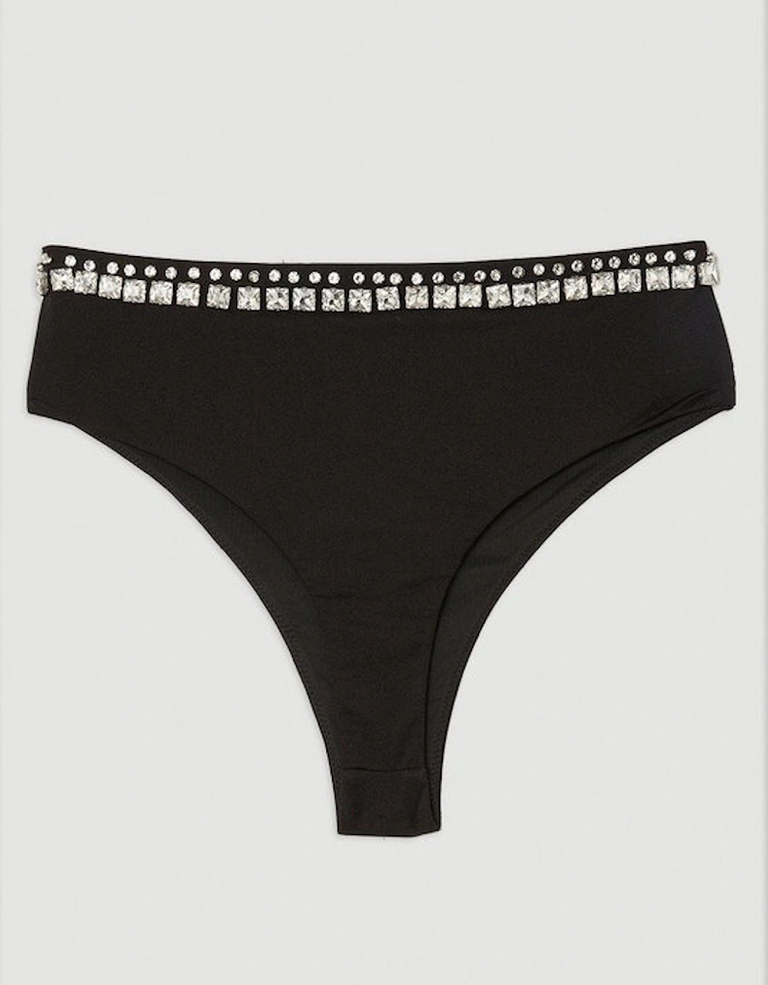 Premium Embellished High Waist Bikini Bottoms