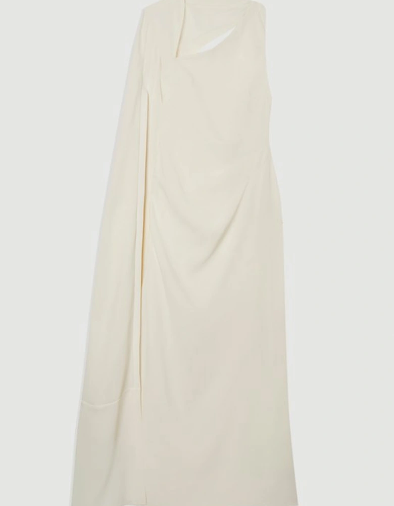 Soft Tailored Cape Sleeve Maxi Dress