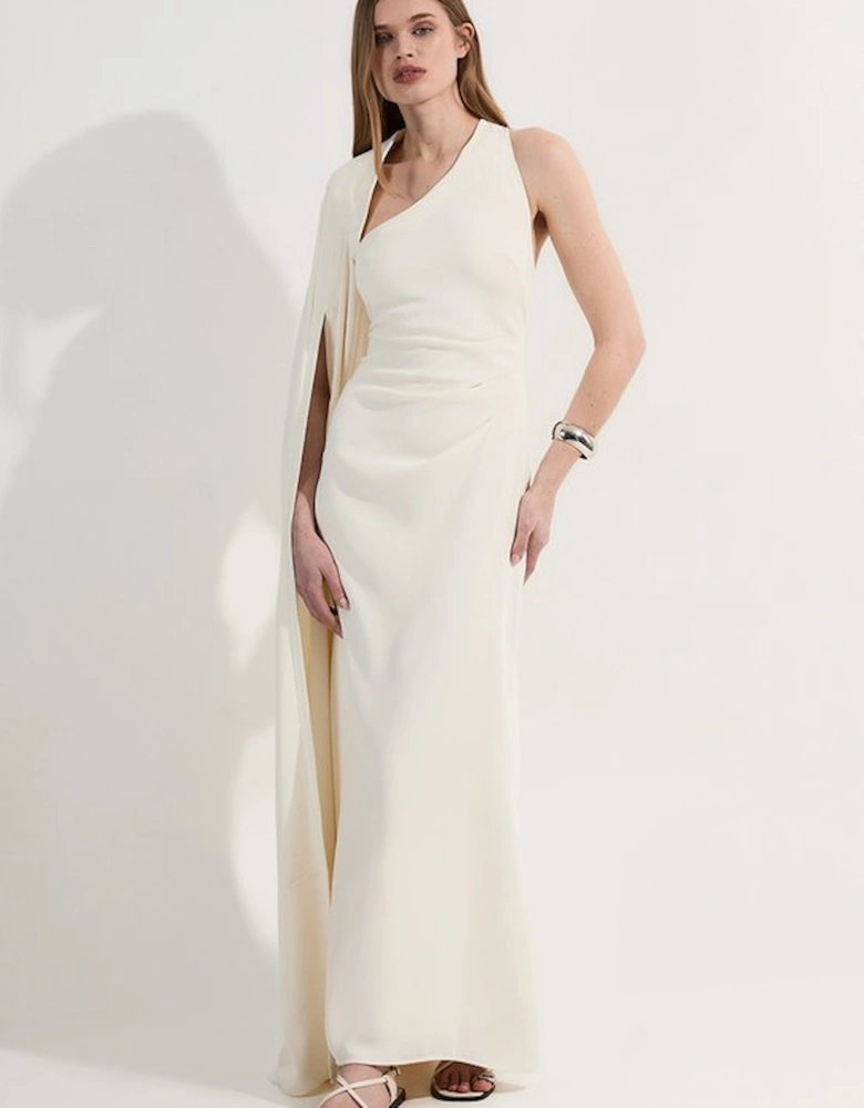 Soft Tailored Cape Sleeve Maxi Dress