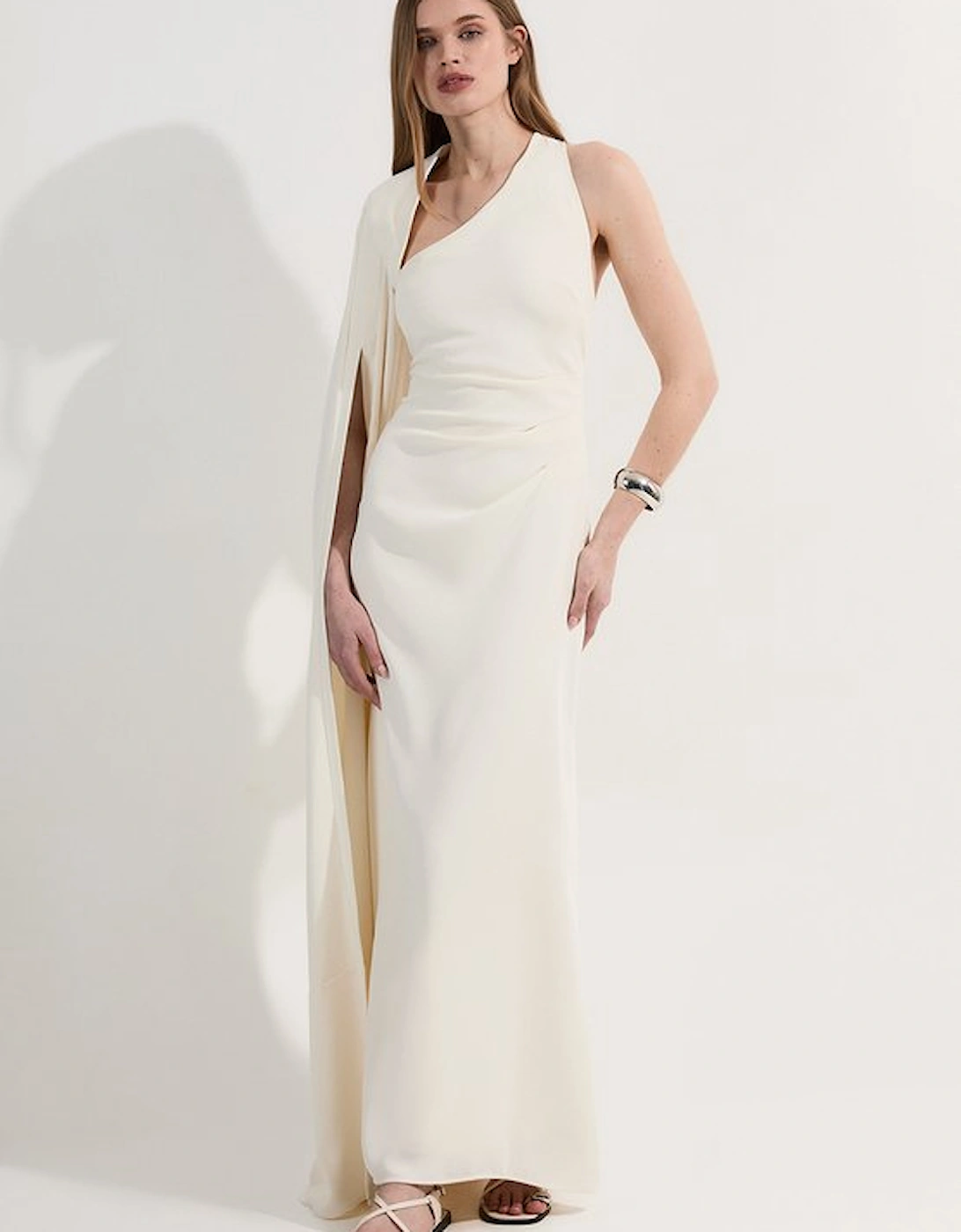 Soft Tailored Cape Sleeve Maxi Dress, 5 of 4