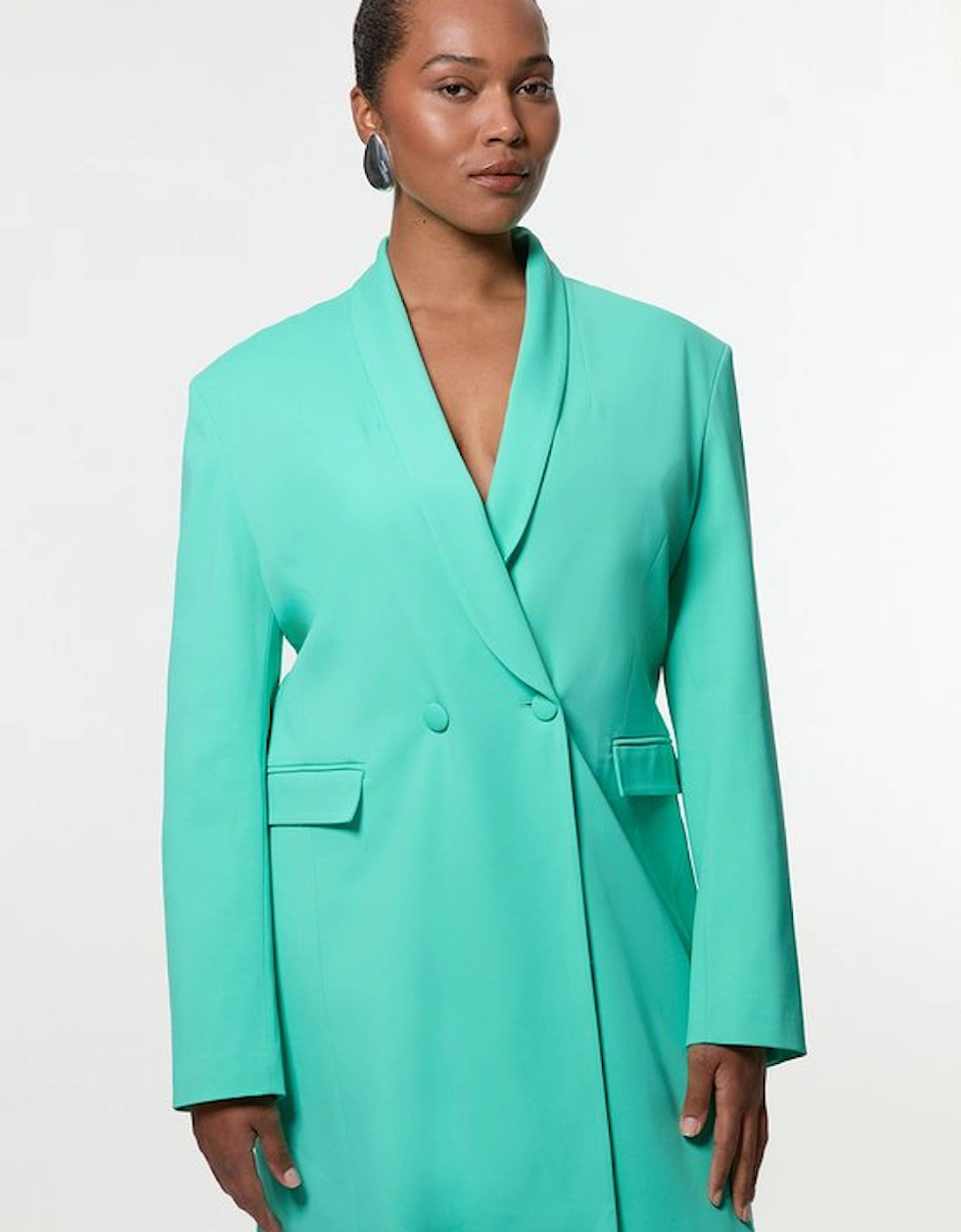 Plus Size Polished Tailored Double Breasted Sinch Detail Blazer Mini Dress, 5 of 4