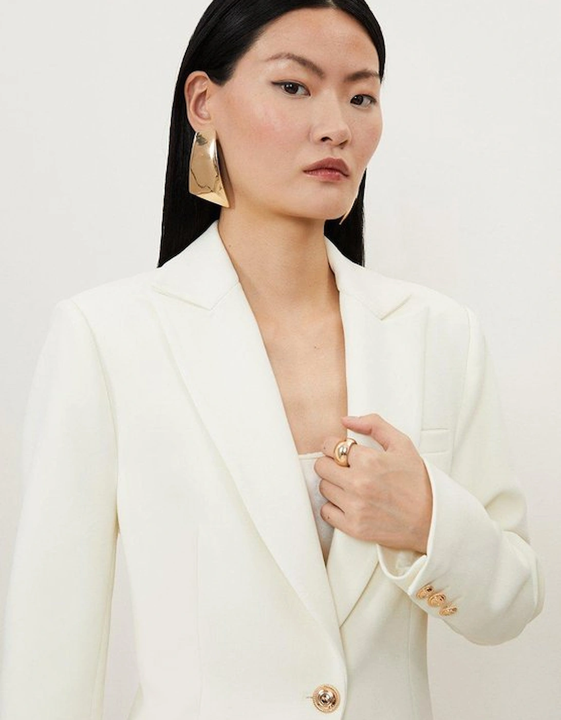 Petite Compact Stretch Single Breasted Tailored Blazer