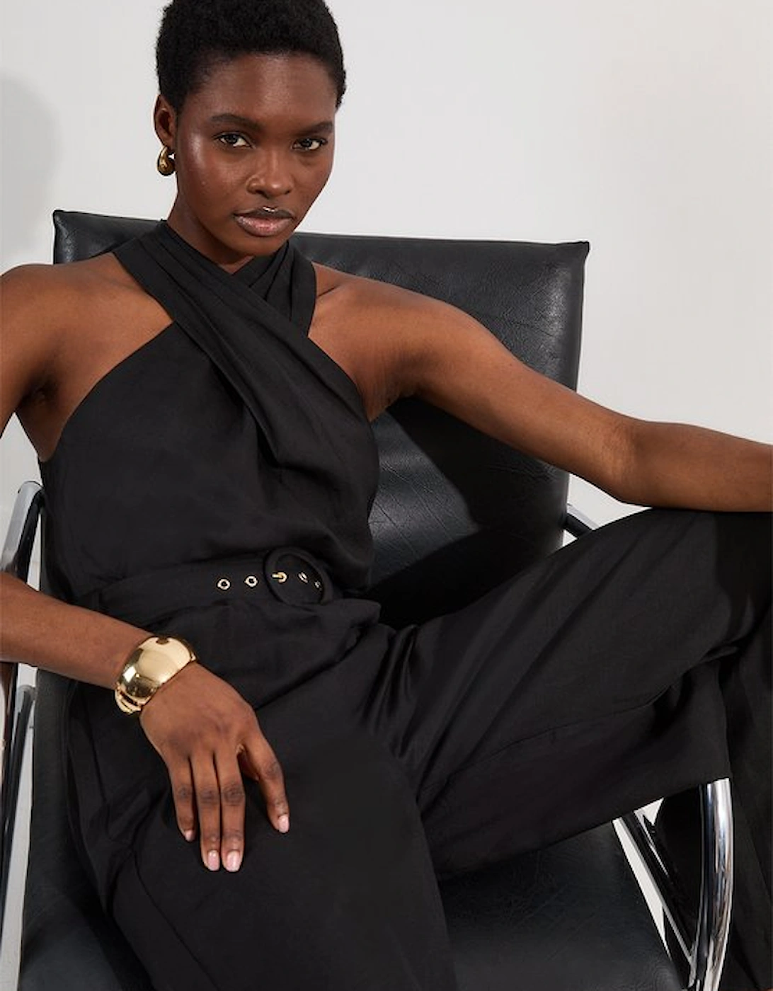 Linen Viscose Cross Front Woven Belted Jumpsuit, 5 of 4