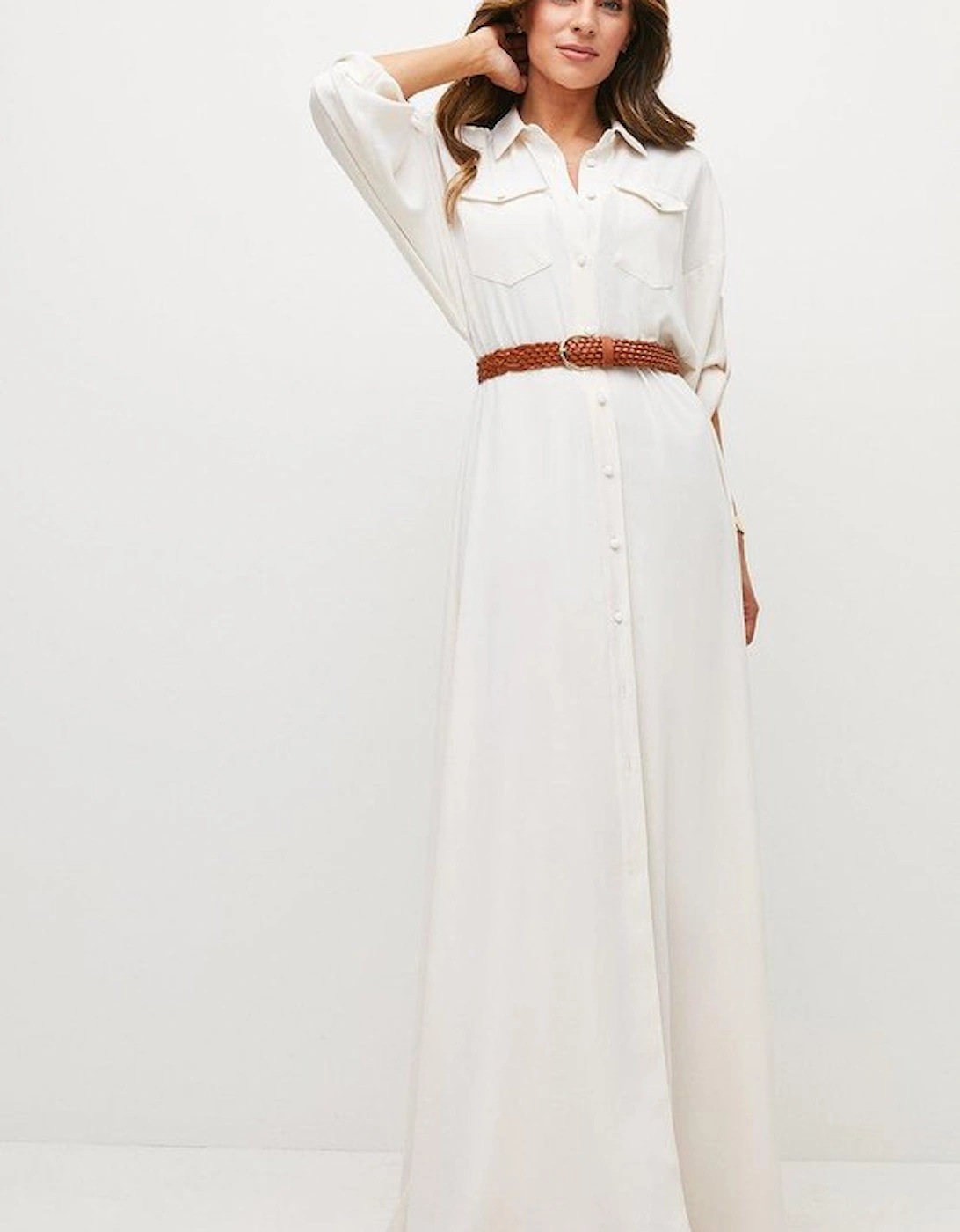 Belted Maxi Shirt Dress