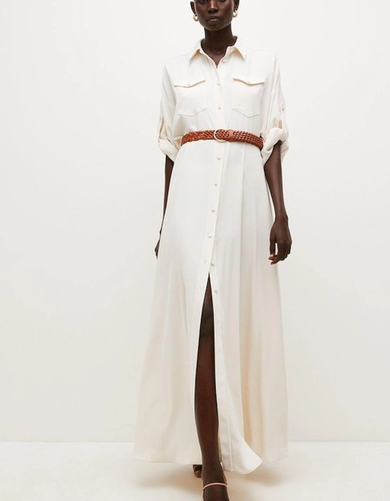 Belted Maxi Shirt Dress