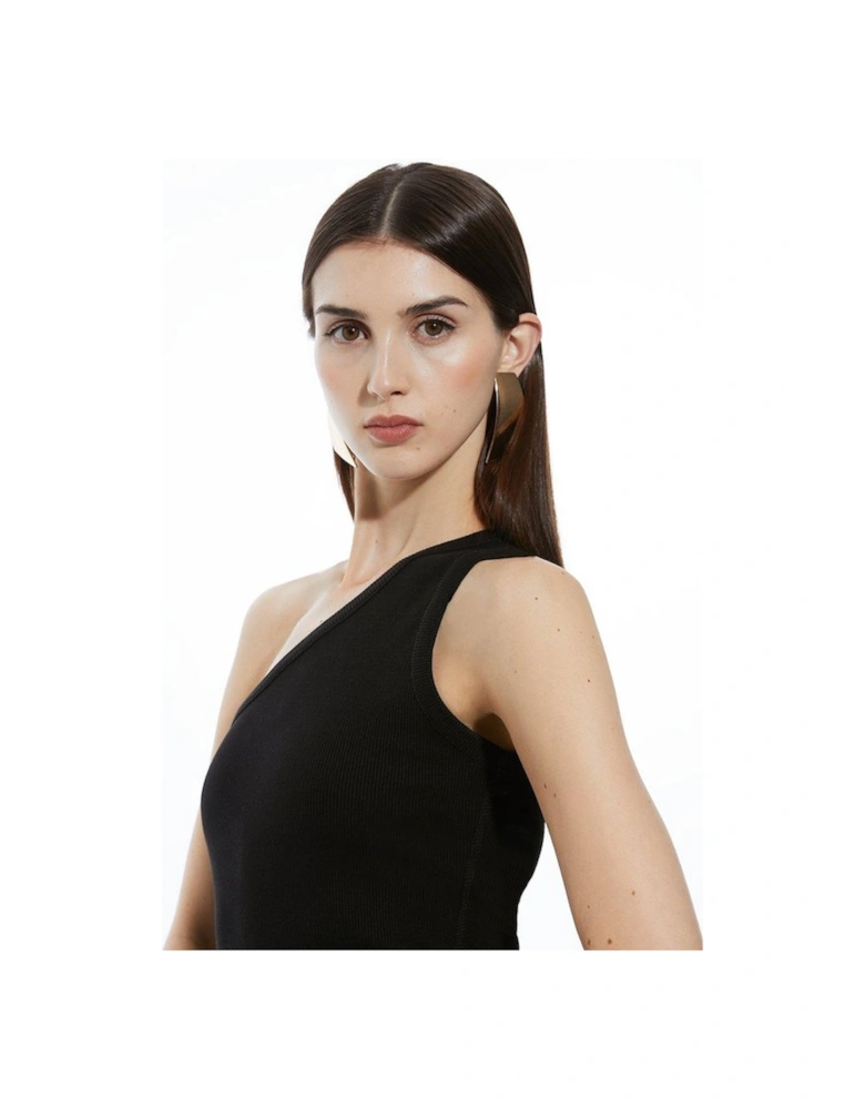 Compact Jersey Rib Asymmetrical Top