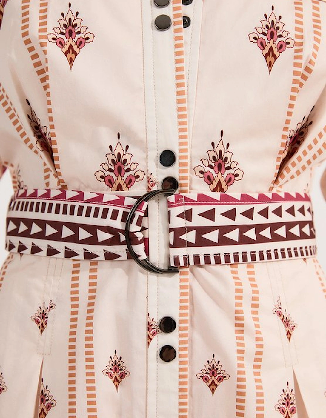 Placed Print Cotton Sateen Shirt Dress