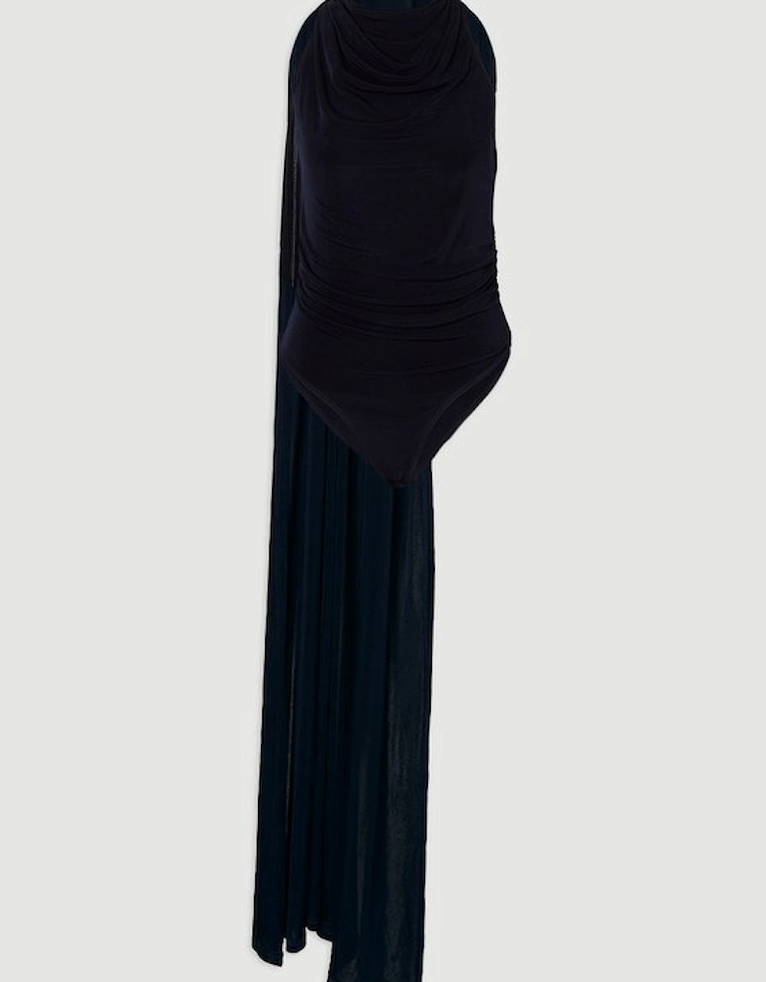 Premium Slinky Crepe High Neck Scarf Detail Bodysuit