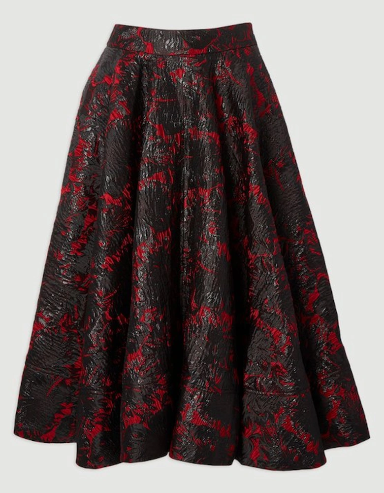Floral Jacquard Tailored Full Prom Skirt