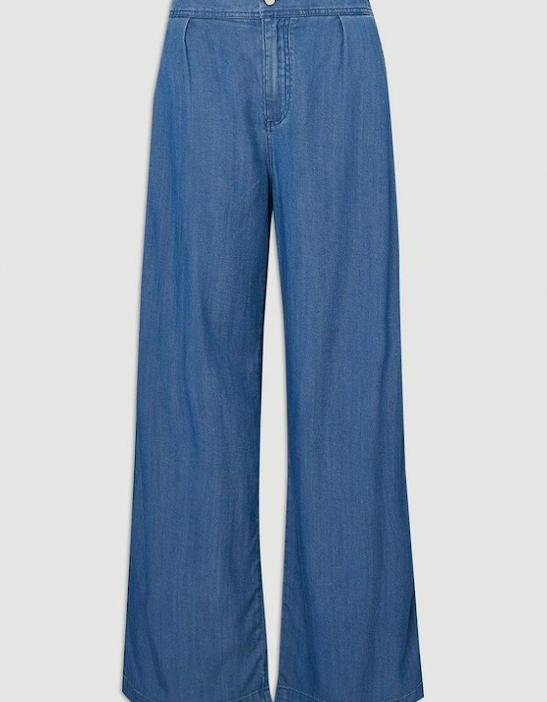 Plus Size Chambray Stretch Denim Wide Leg Trouser