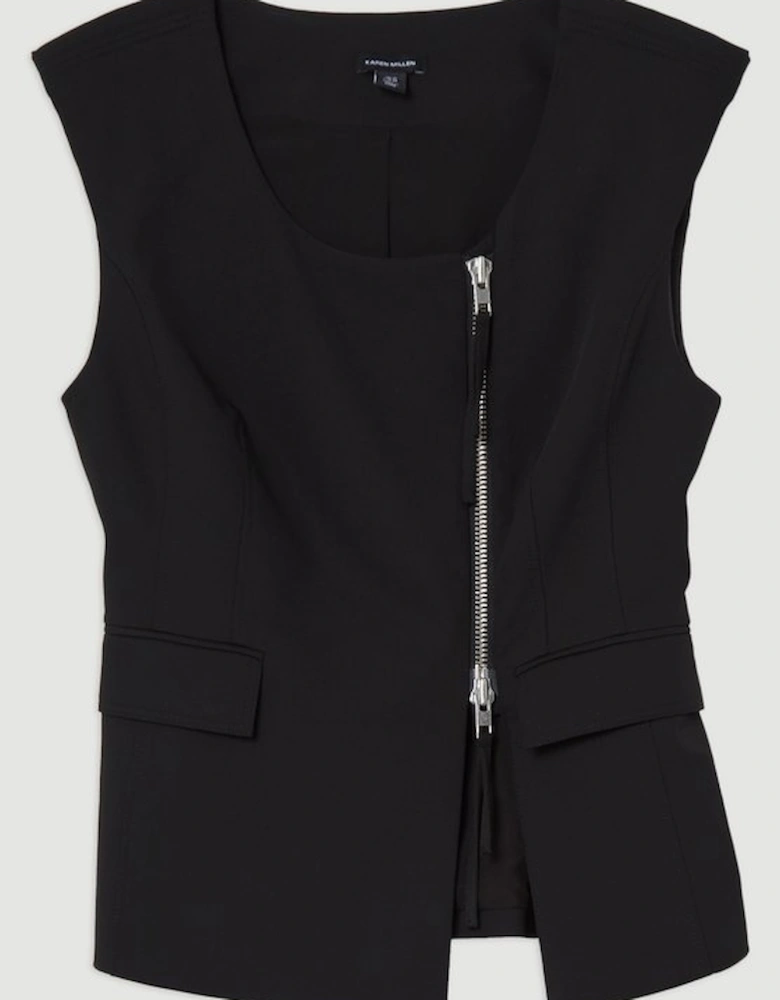 Tailored Viscose Zip Through Multi Stitch Waistcoat