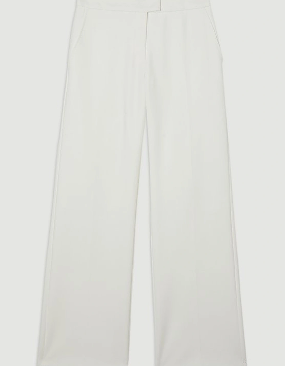 Compact Stretch Stab Stitch Detail Tailored Staight Leg Trousers