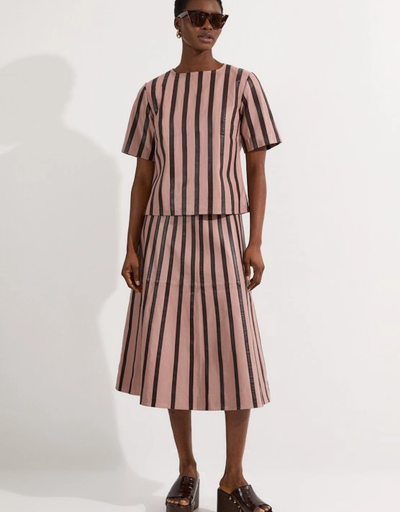 Leather Stripe Mix Top
