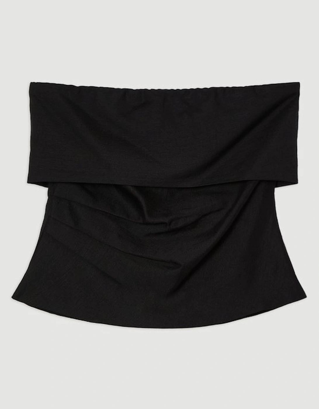 Linen Viscose Woven Bandeau Top With Ruched Side Detail