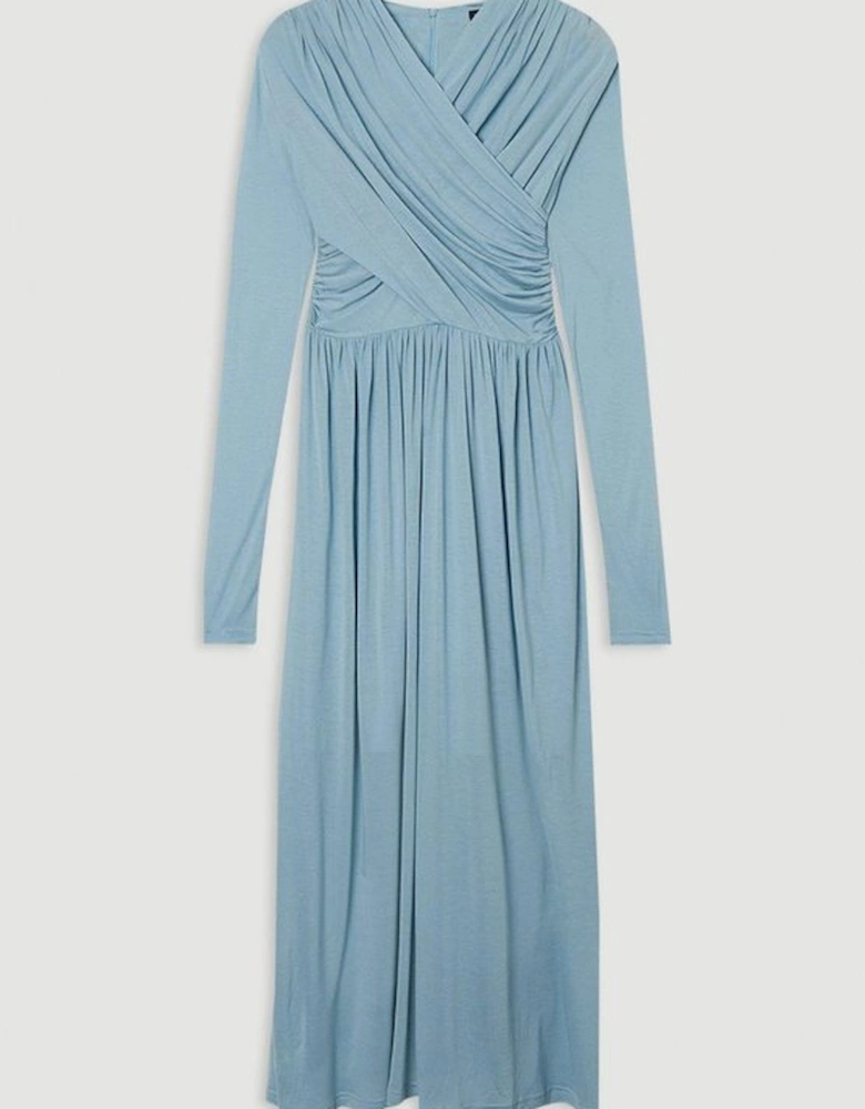 Premium Tencel Jersey Wrap Detail Midi Dress
