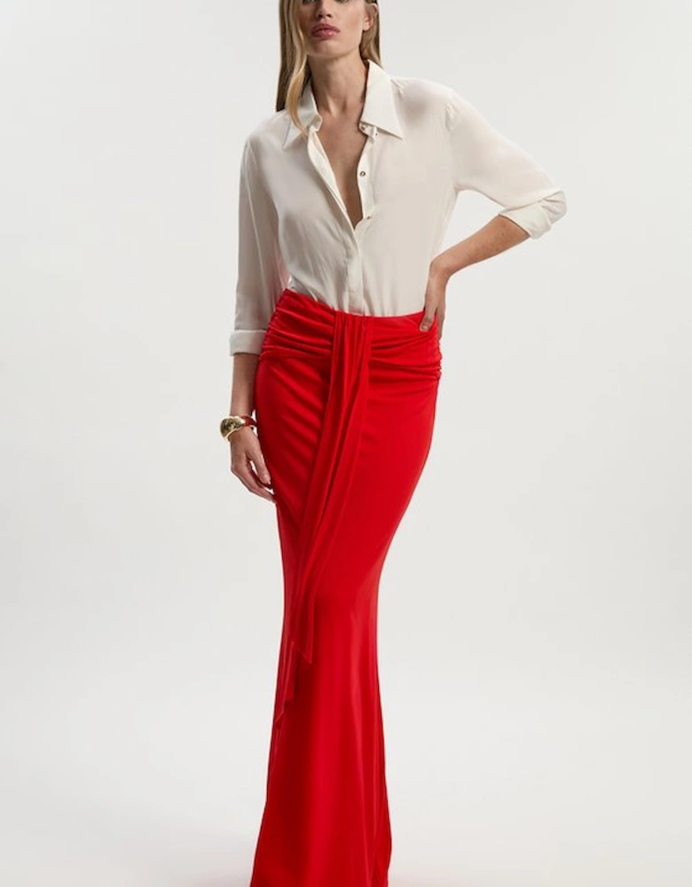 Premium Stretch Crepe Jersey Maxi Skirt