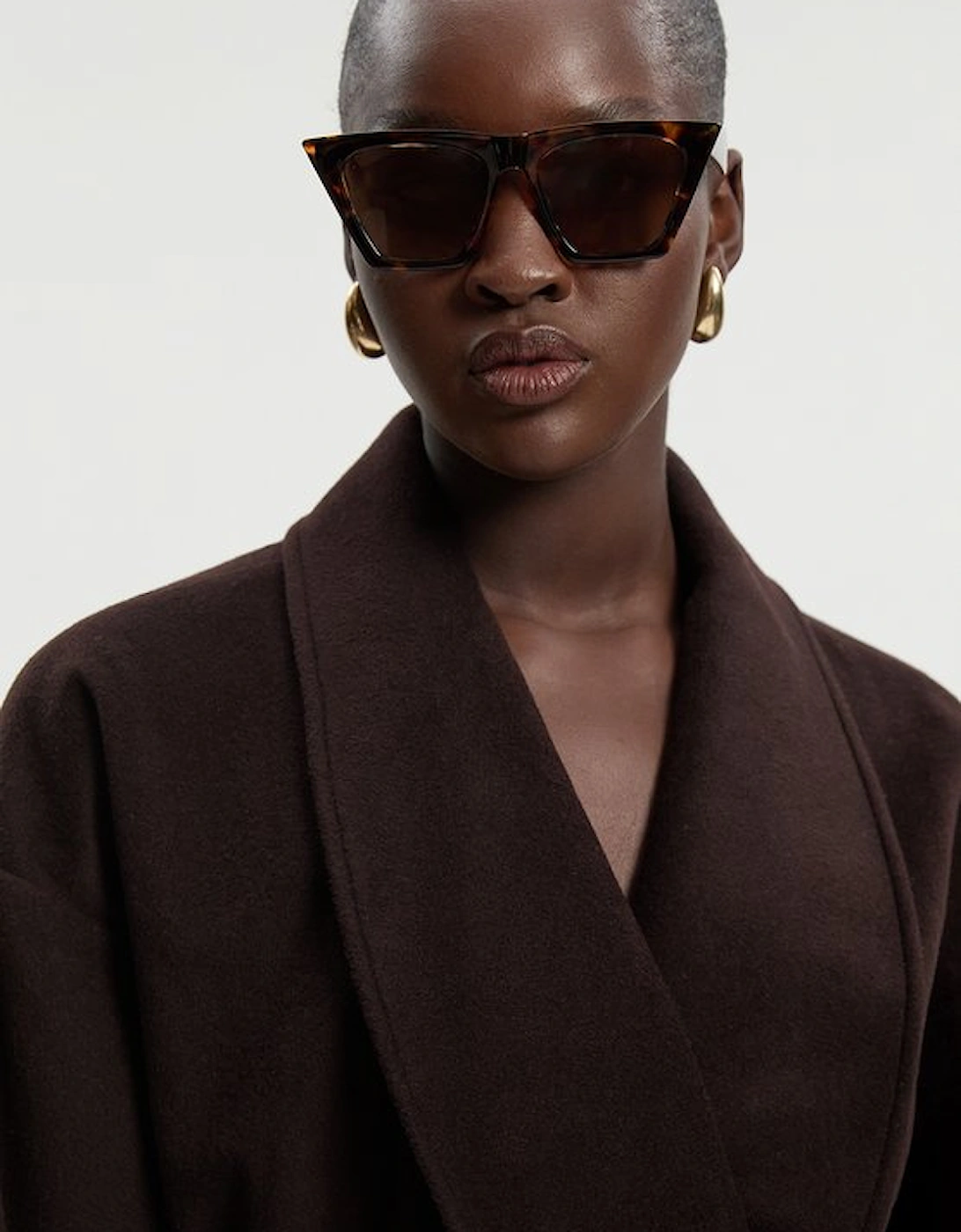 Tall Brushed Wool Belted Wrap Tailored Short Coat