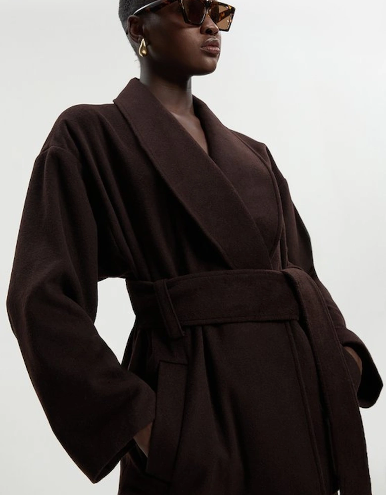 Tall Brushed Wool Belted Wrap Tailored Short Coat