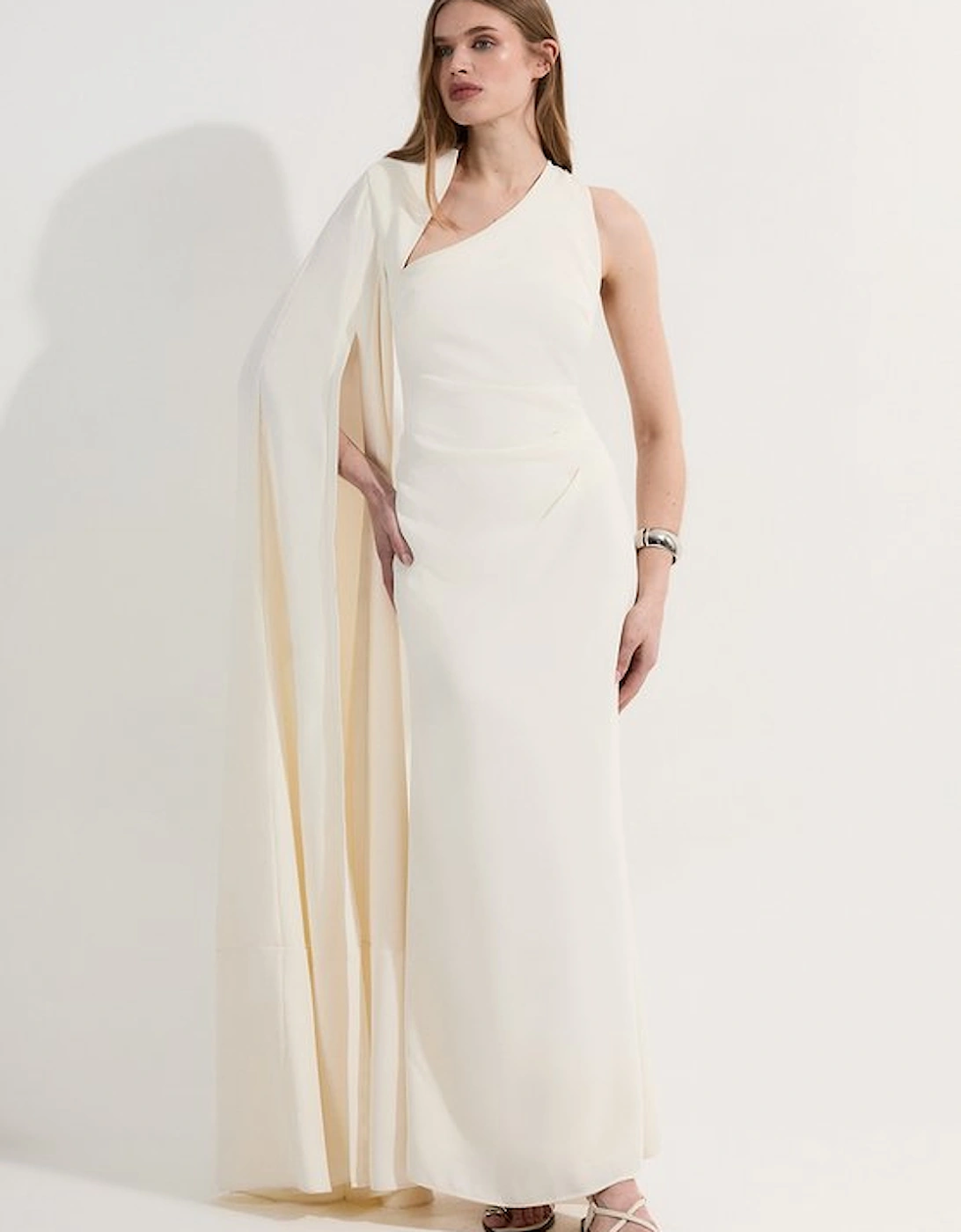 Petite Soft Tailored Cape Sleeve Maxi Dress, 4 of 3